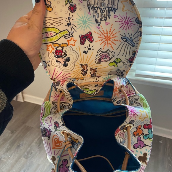 Disney Dooney and Bourke Nylon/Leather Drawstring Backpack. - Picture 4 of 5